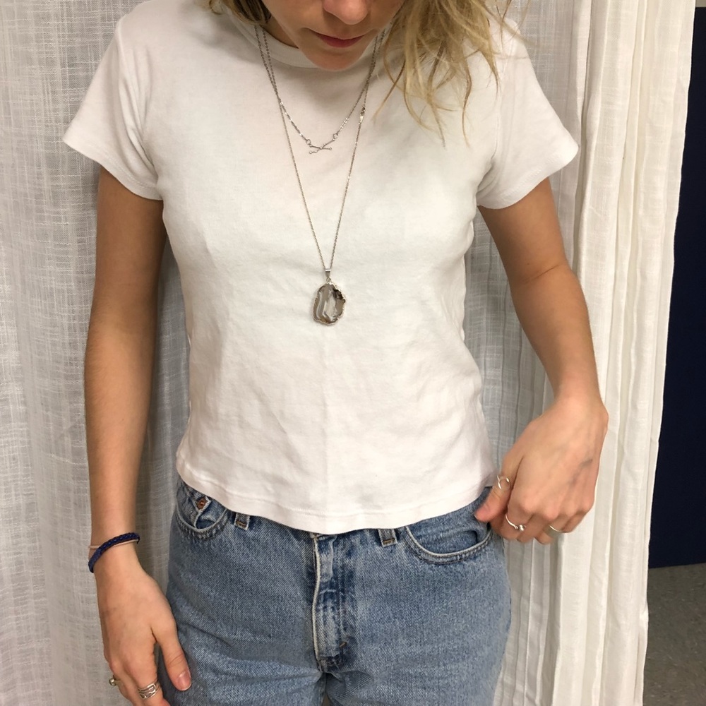 All White Brandy Melville Classic Tee